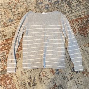 Grey and white boatneck sweater